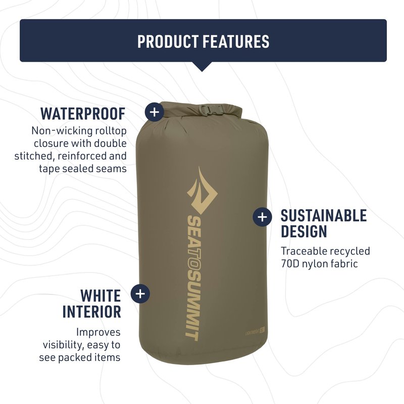 Sea to Summit Lightweight Dry Bag, Multi-Purpose Dry Storage, 20 Liter, Spicy Orange
