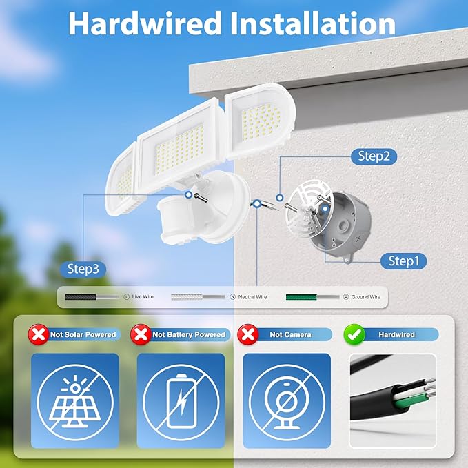 150W Motion Sensor Lights Outdoor for Outside, 15000LM LED Flood Lights Outdoor Wired Dusk to Dawn, Exterior Security Floodlight Fixture Waterproof IP65, Outdoor Lighting for House, Garage 2 Pack