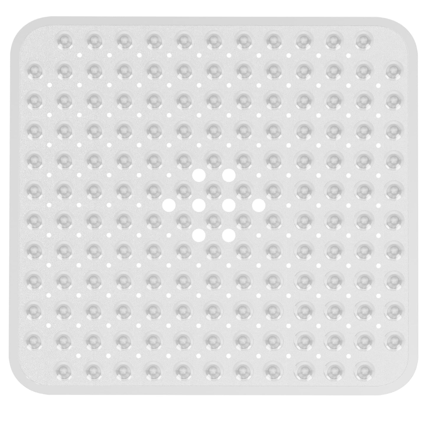 AmazerBath Shower Mat Non Slip 21 x 21 Inches, Square Shower Mat with Suction Cups and Drain Holes, Shower Stall Mat Machine Washable (Clear)