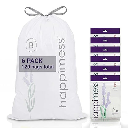 happimess 5.3 Gallon Drawstring Trash Bags, Lavender Scent, Heavy Duty MDPE
