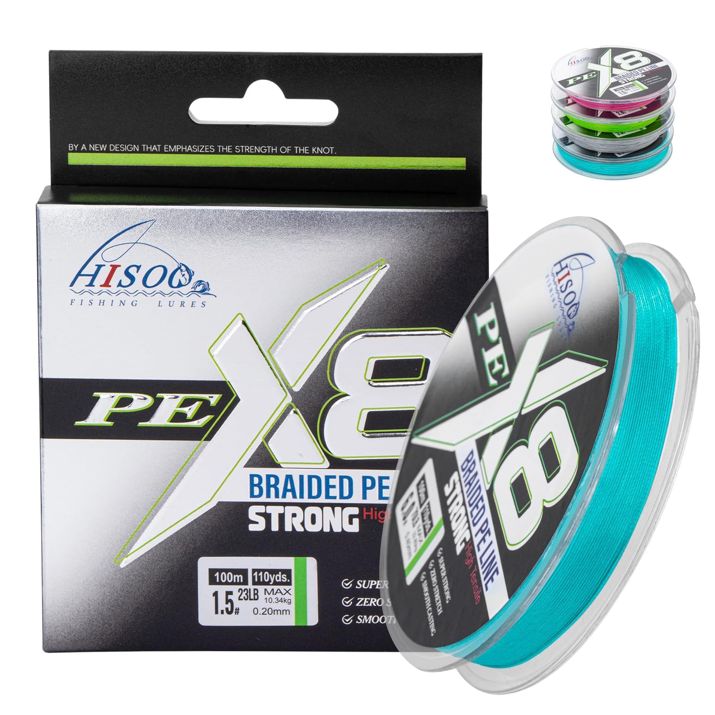 Superpower Premium X8 Braided Fishing Line - Super Strong Wear-Resistant PE Line, No Stretch High Sensitivity Smooth Casting Line for Saltwater and Freshwater Fishing (Blue, 23LB)