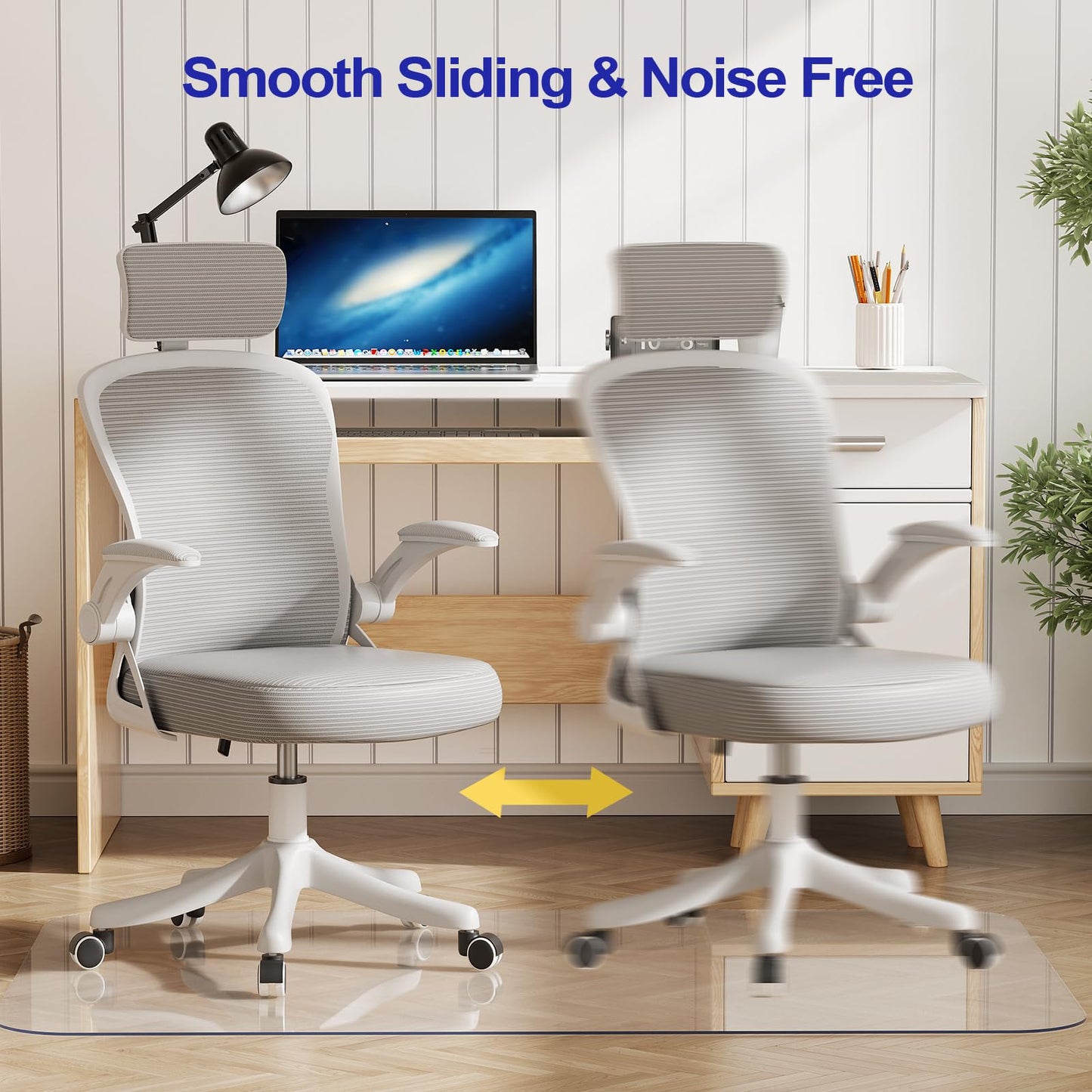 Delamu Office Chair Mat for Hardwood Floor, 30"×48" Office Computer Desk Chair Mat, Clear PVC Heavy Duty Floor Protector Mats for Rolling Chairs, Only for Hard Floor (30"×48" Rectangular)