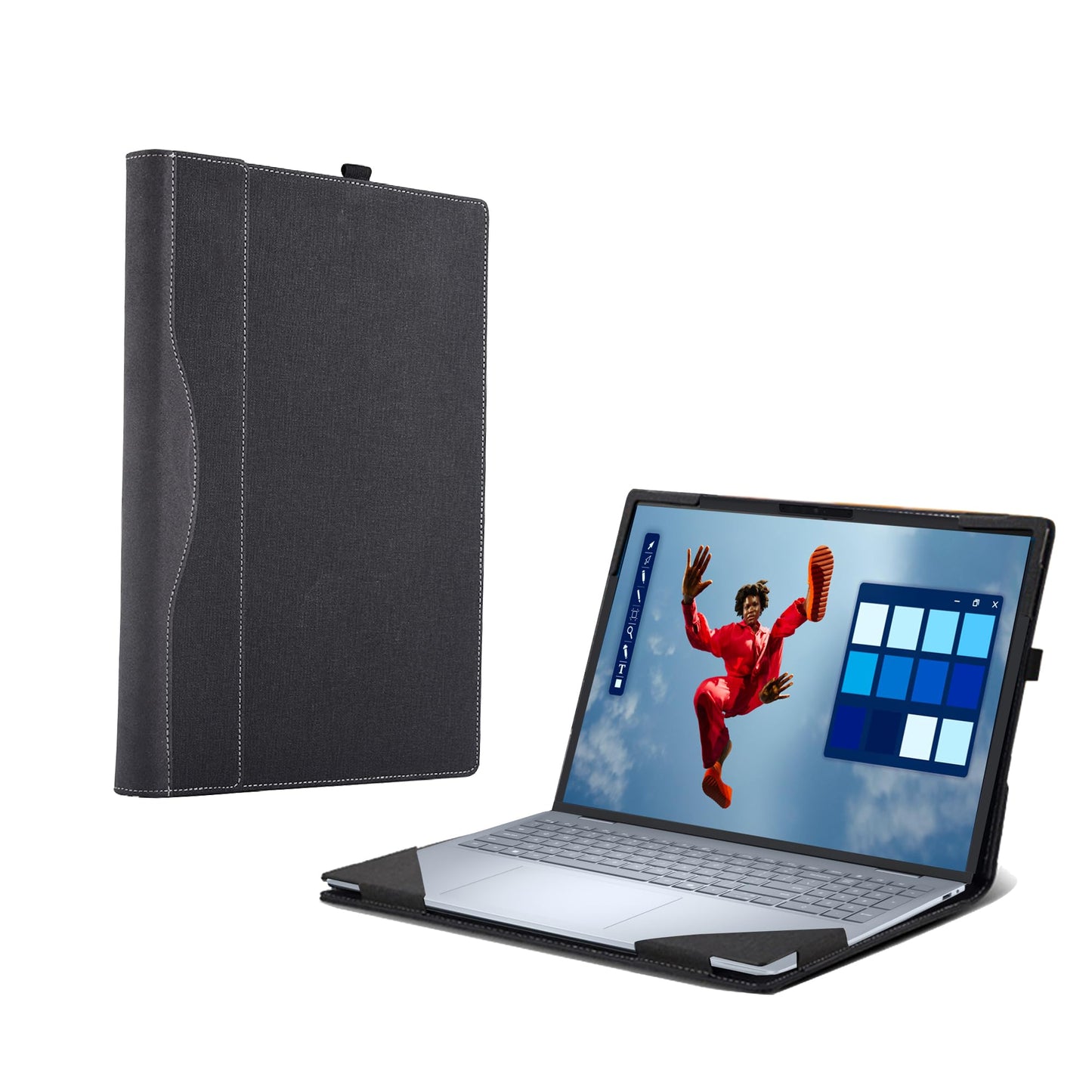 Laptop Case for Dell 16 Plus DB16250 DB16255|16 Plus 2-in-1 DB06250 [Not Other Models] All Inclusive Drop Case 16" PU Leather Protective Laptop Bag Detachable Shell (Dark Gray)
