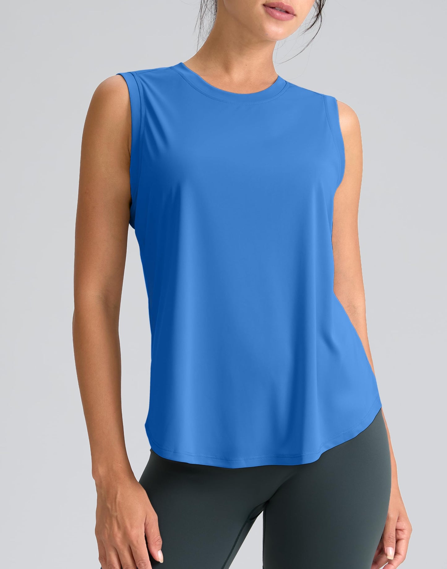 SANTINY Women's Sleeveless Workout Tops Breathable Lightweight Active Tennis Yoga Shirts Athletic Running Tank Tops for Women (Royal Blue_XL)