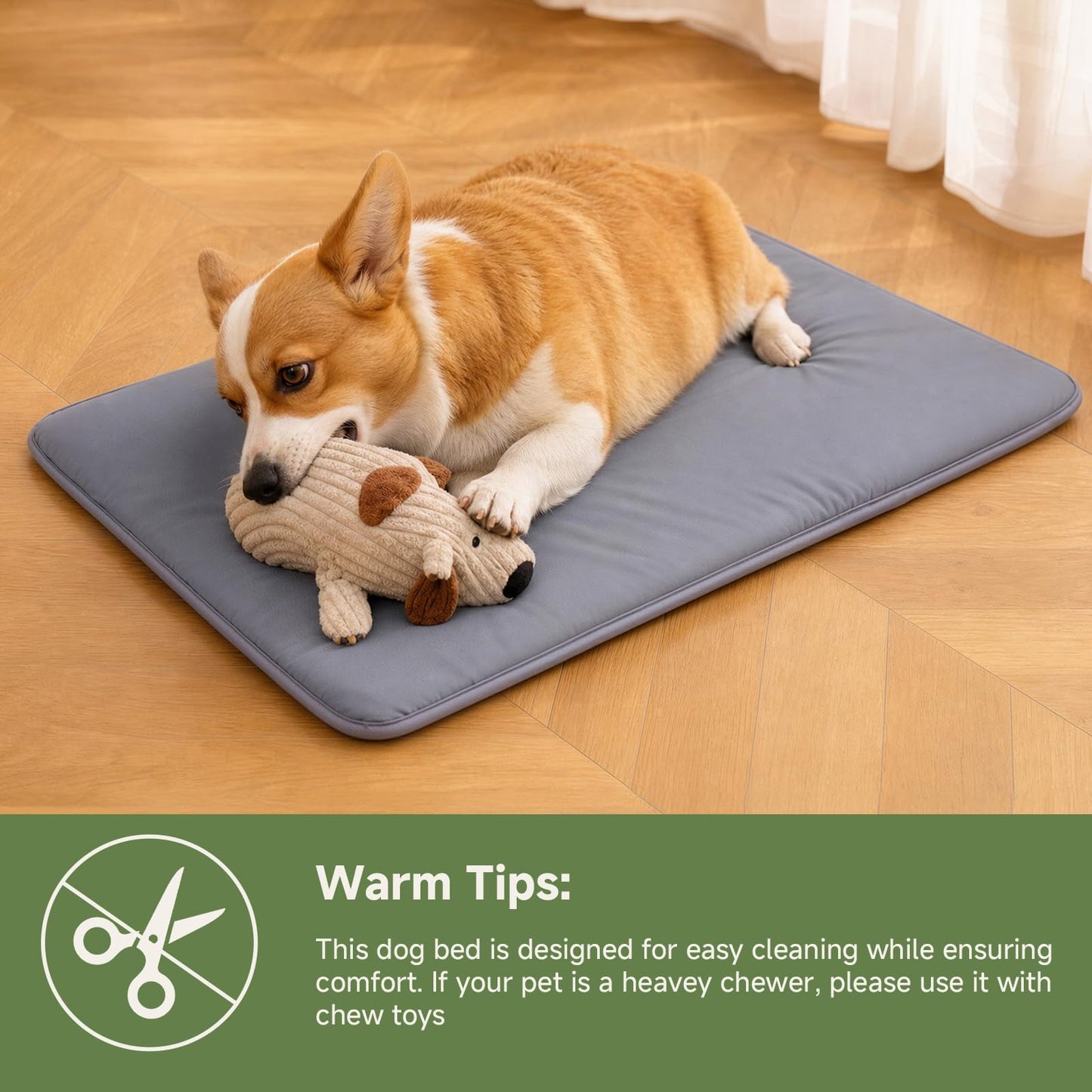 WAYIMPRESS Outdoor Dog Crate Pad, Reversible Waterproof Crate Mat Bed, Wipeable Kennel Mat Pet Sleeping for Medium Large Dogs, Waterproof, Wipeable, Anti-Slip, Kennel Pads 35 x 22 Inch, Dark Gray