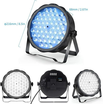 BETOPPER LED Par Lights 54 x 1.5W, RGB Stage Lights DMX DJ Lighting Sound Activated with Stand, Strobe Light & Wash Par Lighting DMX for Parties, Church, Wedding, Bars, 4 Pack