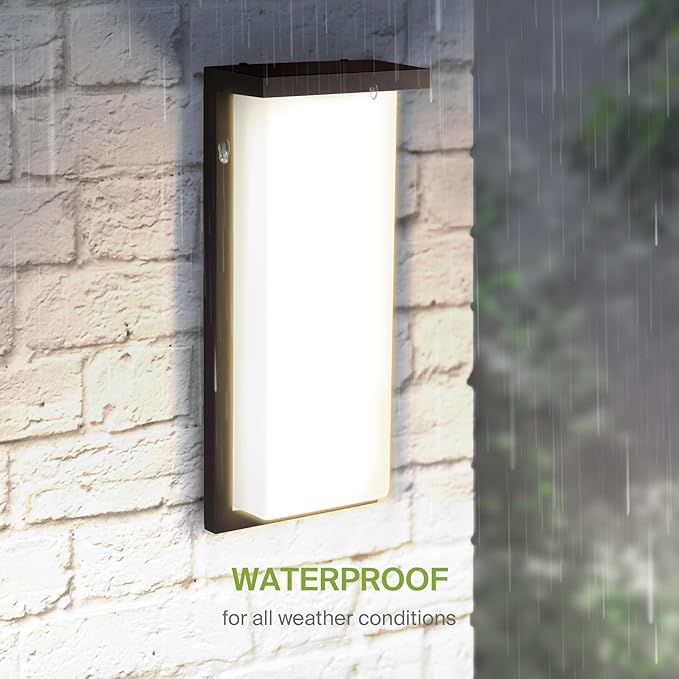 ASD LED 14" Outdoor Wall Light, Front Door House Sconce | 3CCT, Dimmable, Waterproof, ETL Listed | 20W 1900LM 3000-5000K 120V | Exterior Patio Lighting Fixture, Flush Mount Porch Lamp | Black