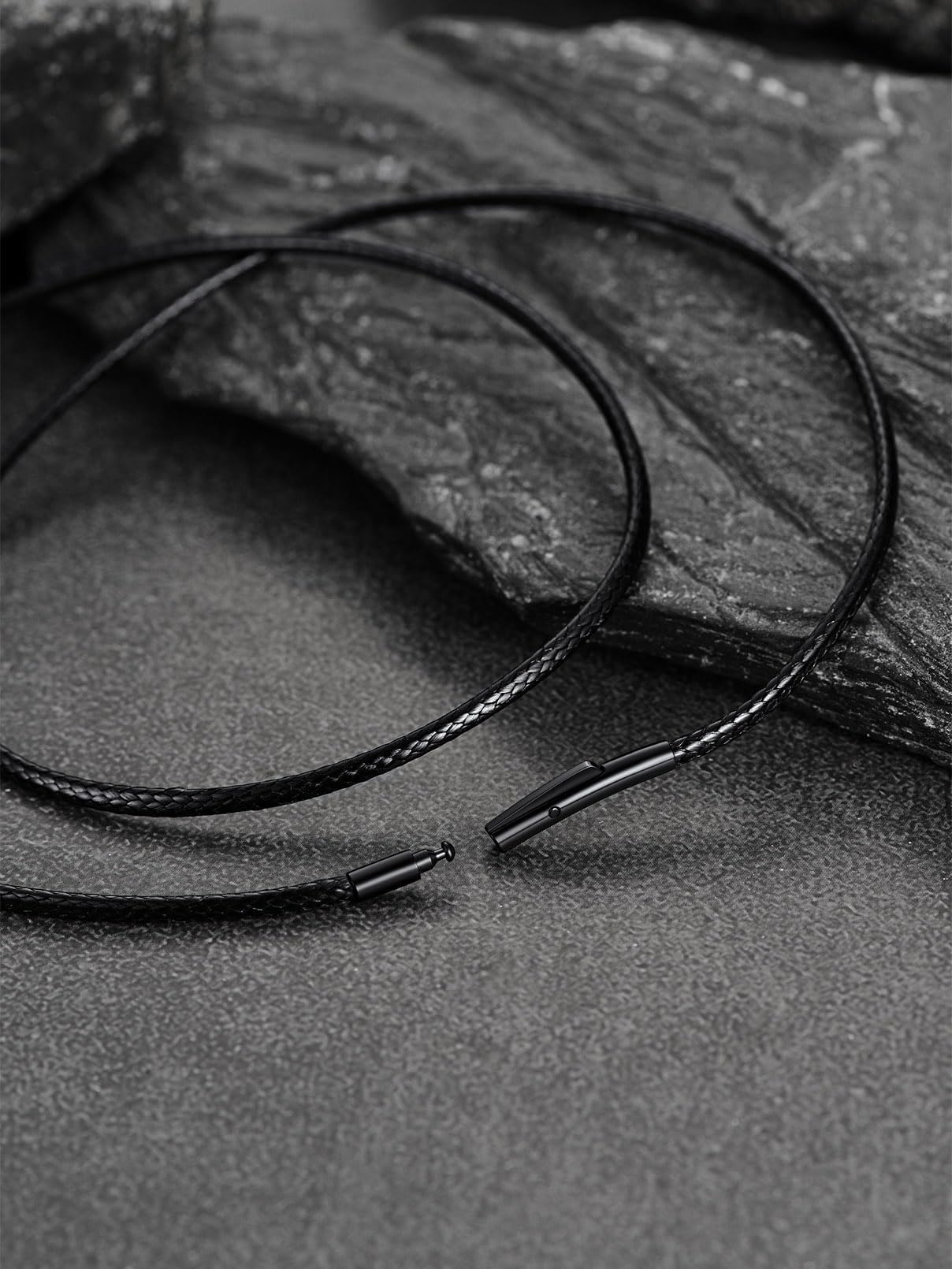 FaithHeart Black Necklace String for Men Wax Rope Chain Classic Fashion Choker Neck Charms 20inch