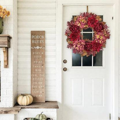Hollyone 24inch Fall Wreath for Front Door Fall Decor Autumn Wreath Artificial Flower Wreaths with Hydrangea Peonies Dahlia Handmade Outdoor Indoor Halloween Farmhouse Harvest Decorations for Home