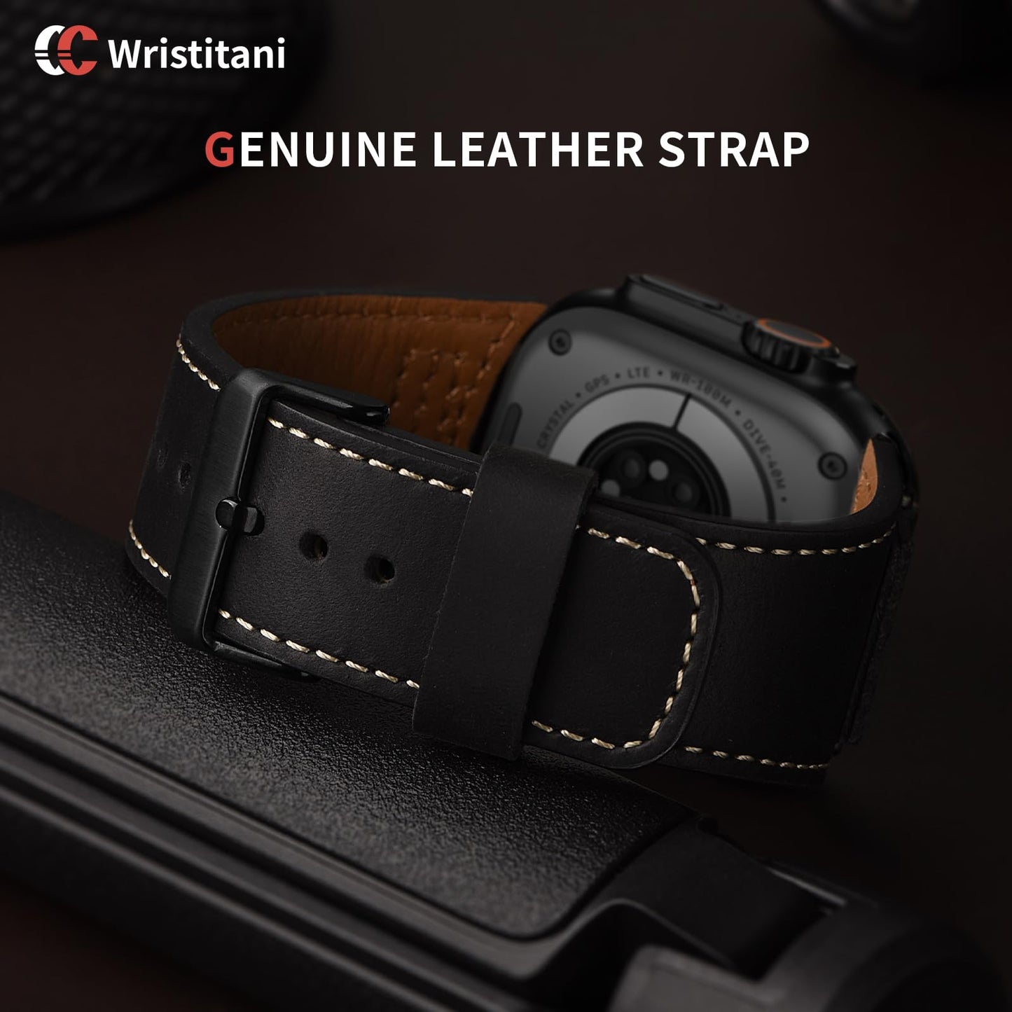 Wristitani Leather Bands Compatible With Apple Watch Band Ultra 3/2/1, 49mm 46mm 45mm 44mm 42mm For Men, Top Genuine Leather Replacement Vintage Strap for iWatch SE3/2/1 Series 11 10 9 8 7 6 5 4 3