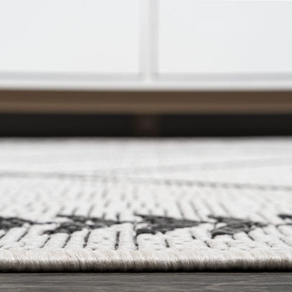 JONATHAN Y Tribal Diamond Trellis Indoor Outdoor Area Rug 5X8 Ivory/Black, Derya for Backyard, Patio, Porch, Easy-Cleaning, High Traffic, Pet-Friendly, Non-Shedding (SMB129D-5)