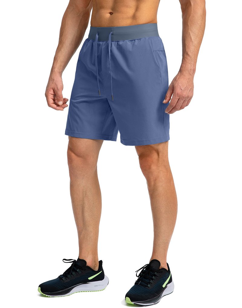 Soothfeel Men's Running Shorts with Zipper Pockets 7 Inch Lightweight Quick Dry Gym Athletic Workout Shorts for Men (Blue, XL)