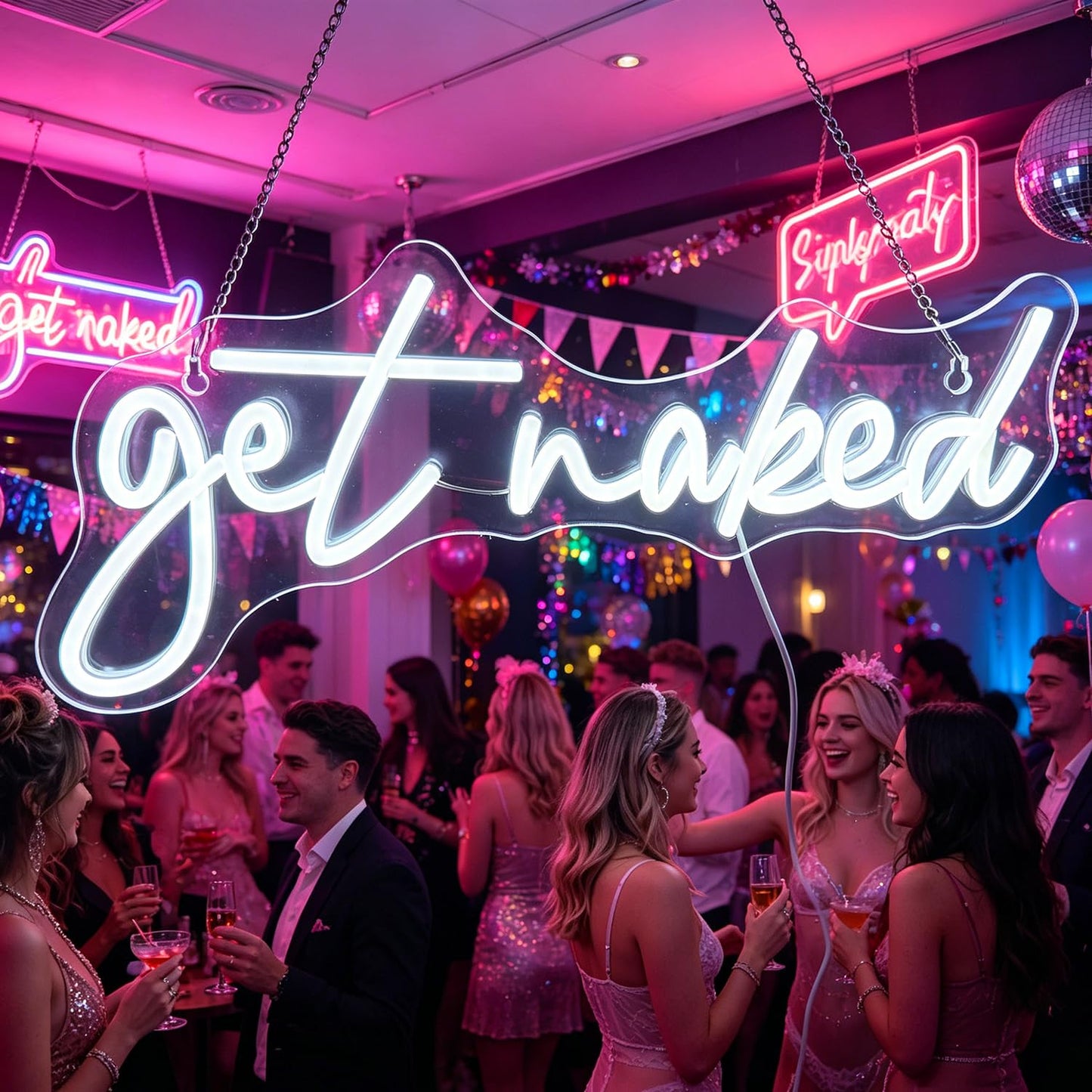 QiaoFei Led Get Naked Neon Sign Letters USB Powered Neon Lights for Room Home Bar Art Wall Decor Party Window Living Room Decor Christmas Gift (White)