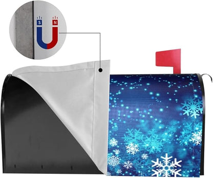DADABULIU Mailbox Covers Christmas Snowflake Blue Xmas Winter Magnetic Letter Post Box Cover Standard Size 21 x 18 Inch Garden Yard Home Decorative