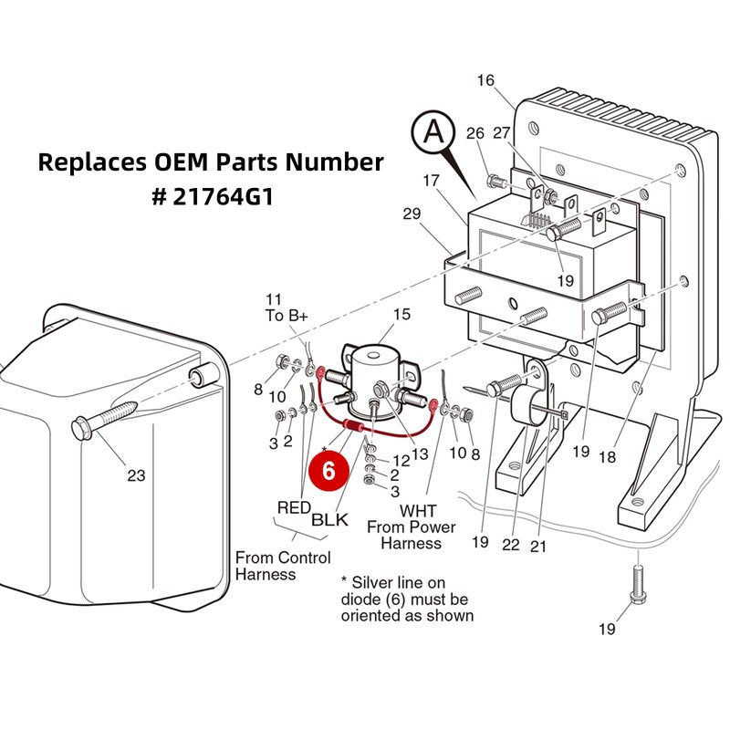 Roykaw 36V Golf Cart Solenoid Resistor Assembly for EZGO RXV/TXT/Medalist 1989-up Electric Golf Cart (Except DCS), OEM# 21764-G1