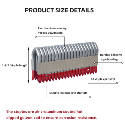MPU112-960 Gauge Galvanized Staples for Milwau-kee Utility Fencing Stapler 2843-20 & 2843-22,1.5" 9 Gauge,960 PC