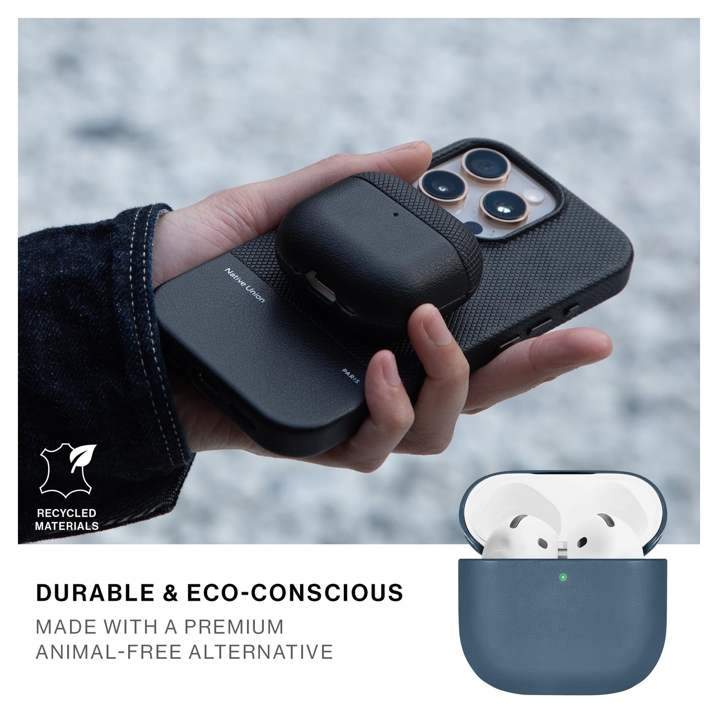 Native Union (Re) Classic Case for AirPods 4 – Premium Resistant & Recycled Materials – Durable Protection – Supports Wireless Chargers – Compatible with AirPods 4 (Navy)