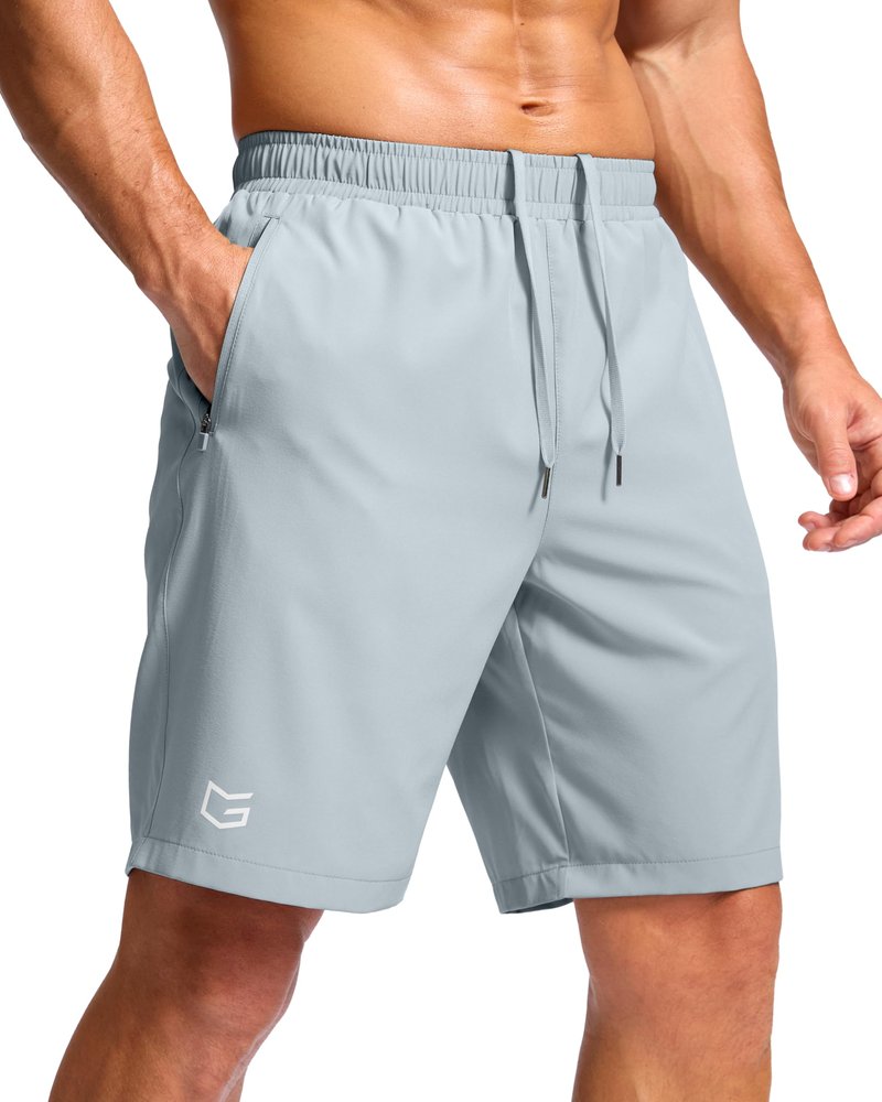 G Gradual Men's Athletic Running Shorts with Zipper Pockets Quick Dry 7"/ 5"/ 9" Workout Gym Shorts for Basketball Hiking(Light Grey,9XXL)