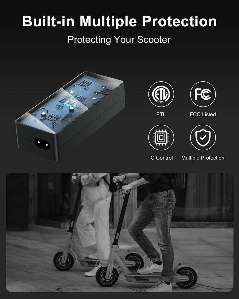 VHBW 42V 2A Electric Scooter Charger–Compatible with GoTrax GXL V2, Apex, XR Ultra, Electric Scooters with 36V Lithium Battery - Round DC Plug (Not 3-Prong or XLR)