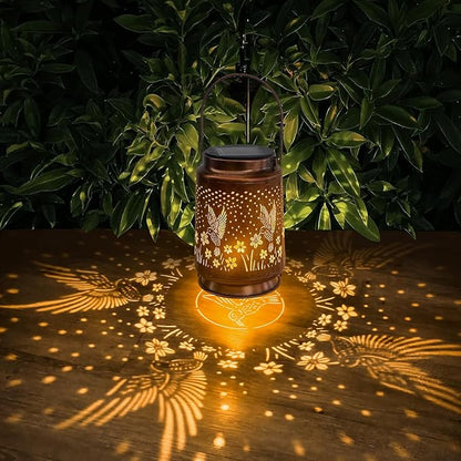 Birthday Gifts for Women Solar Lights Outdoor Waterproof - Unique Garden Decor Hummingbird Solar Lantern, Christmas House Warming Best Friend Gifts Decoration Outside for Yard Lawn