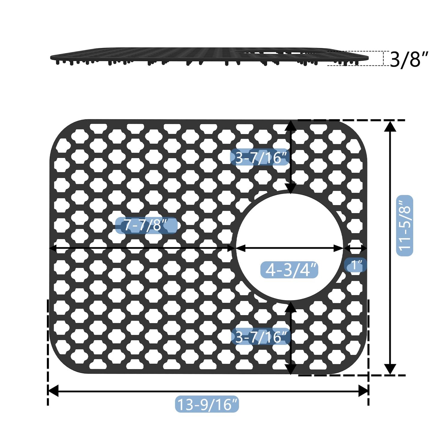 BEHOK 2 Pack Silicone Sink Protector for Kitchen Sink, 13.58" x 11.6" Heat-resistant Sink Mat Non-Slip and Durable Silicone Protectors, Rear Drain, Black