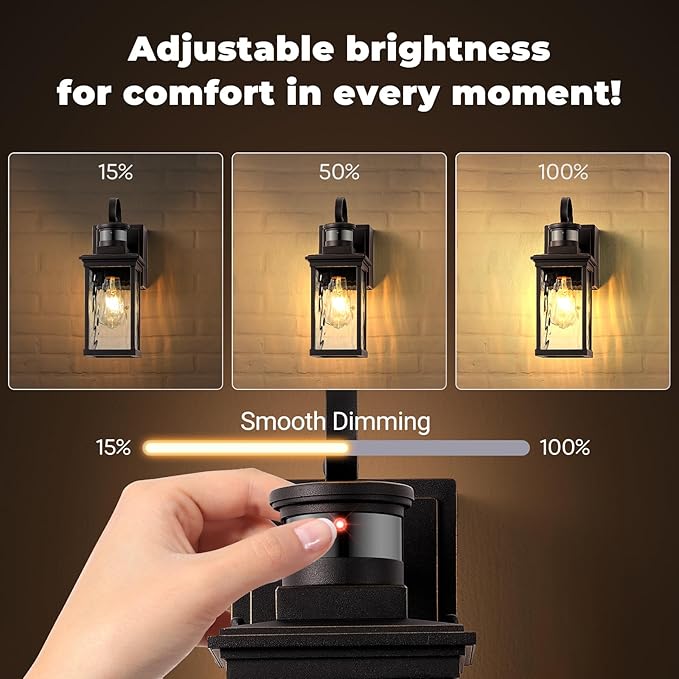 Outdoor House Lights Wall Mount with GFCI Outlet, Oil-Rubbed Bronze with Gold Trim Farmhouse Exterior Lighting Fixtures for Porch, Garage, 100% Aluminum Anti-Rust Front Door Light Motion Sensor