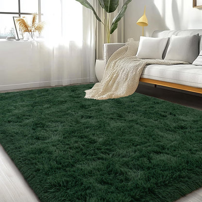 Lairep Large Area Rugs for Living Room Bedroom, 8x10 Feet Dark Green Fluffy Shag Rugs, Ultra Soft Shaggy Plush Fuzzy Modern Indoor Throw Floor Carpet for Girls Boys Dorm Nursery Home Decor Aesthetic