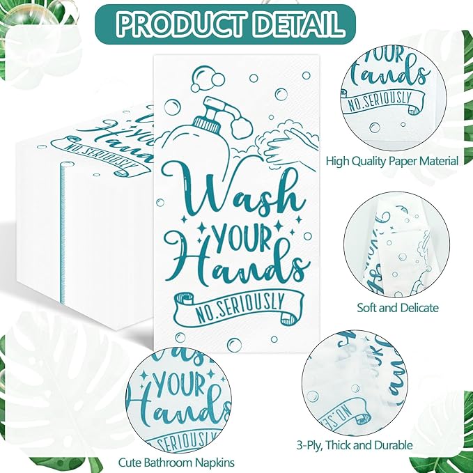 100 Pcs Disposable Hand Towels for Bathroom Paper Towels for Guests 3 Ply Wash