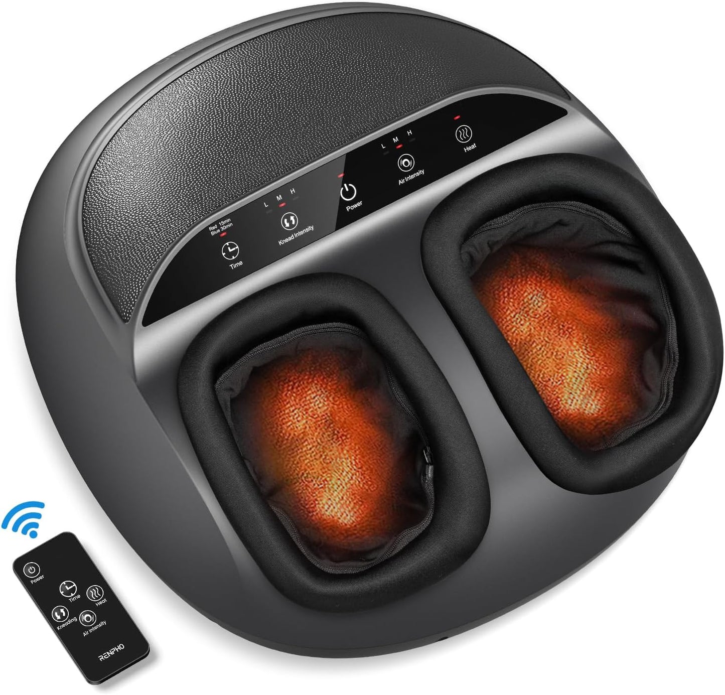 RENPHO Shiatsu Foot Massager with Heat, Feet Massager for Neuropathy Plantar Fasciitis Relief, FSA Eligible, 3 Heat Levels Foot Massage with Wireless Control, Size 13