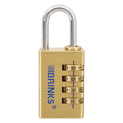 BRINKS - 30mm Solid Brass 4-Dial Resettable Padlock - Chrome Plated With Hardened Steel Shackle