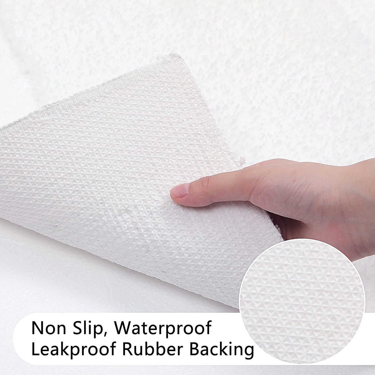 SHACOS White Bathroom Rugs Sets of 2 Pieces 32x20 inch, Super Soft Fluffy Bath Mats for Bathroom, Non Slip Washable Bath Rugs for Shower Tub Vanity Sink