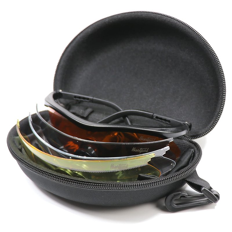 HUNTPAL Shooting Glasses Shooter Safety Hunting Sunglasses with 4 Interchangeable Lenses, Impact & Scratch-Resistant Eye Protection Half-Frame Goggles for Hunter