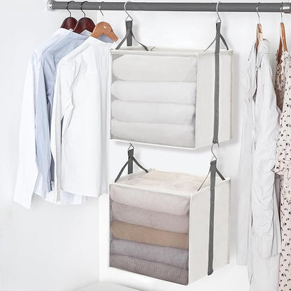 STORAGE MANIAC 2-Shelf Hanging Closet Organizer, Cloth Hanging Closet Shelf
