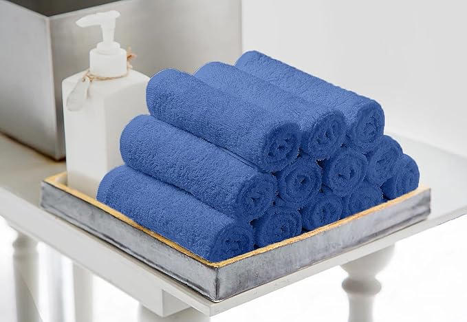 Avalon Towels Cotton Washcloths – Size 12x12 Inches, 100% Ring Spun Cotton