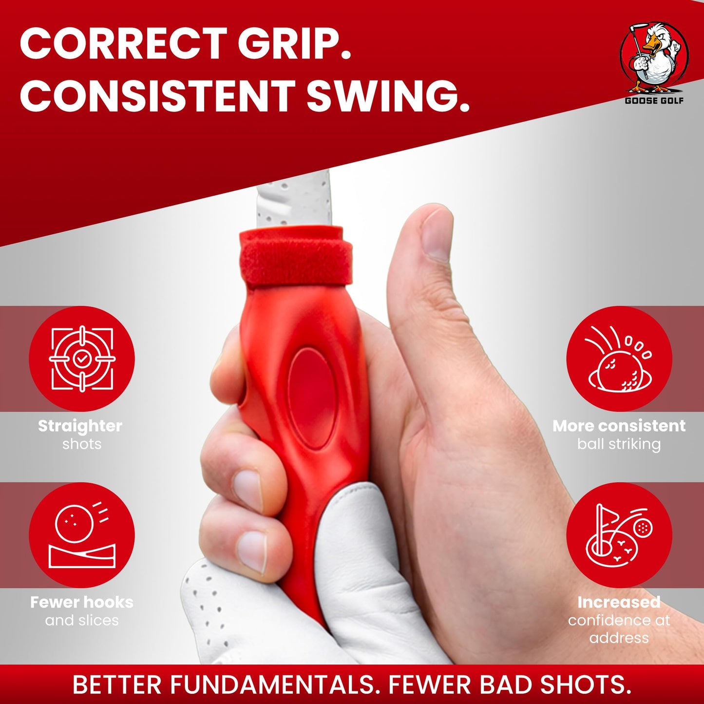 Golf Grip Trainer – Golf Training Aid for Correct Hand Positioning, Fits All Golf Clubs, Build Proper Grip Fundamentals for Consistent Practice