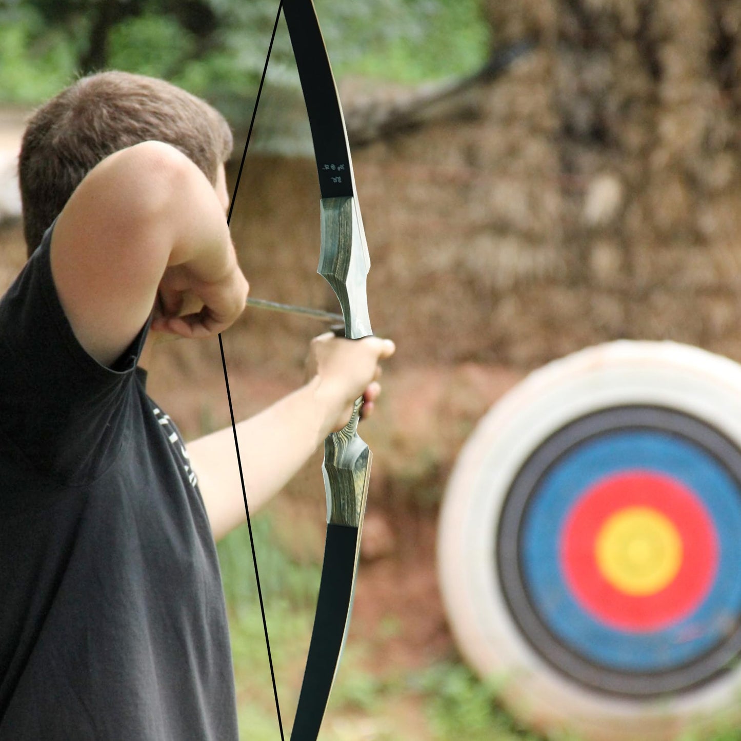 Black Hunter Takedown Longbow, GLURAK 60" Wooden Archery Bow Hunting Bow - Right Handed Longbow for Beginner Training Practice, 35lb