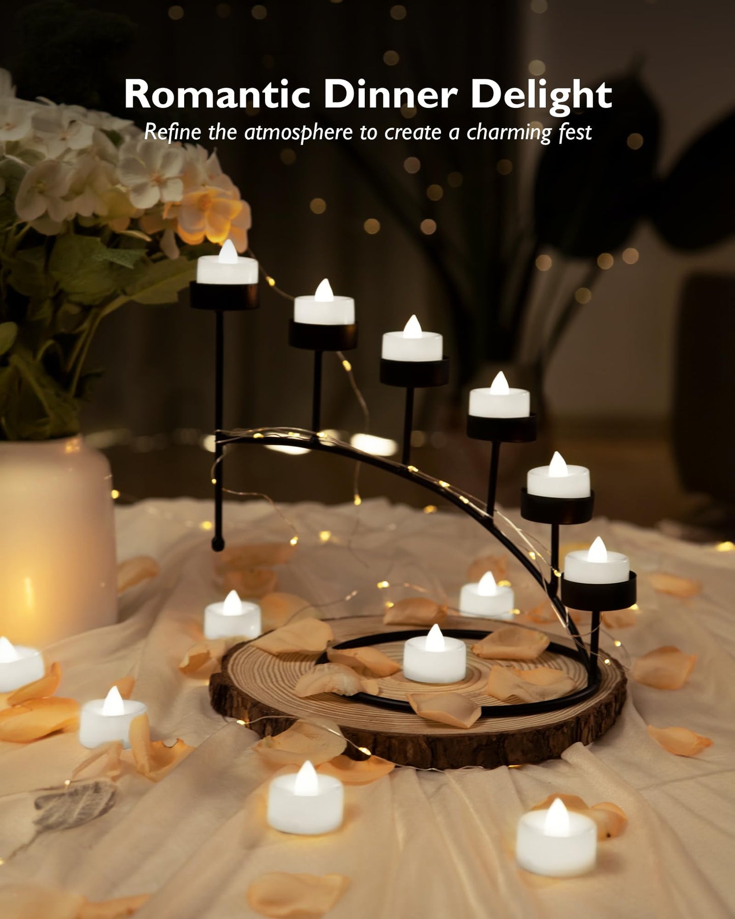 BEICHI Remote Candles, 24 Pack Timer Candle, Flameless Tea Lights Candle Battery Operated, Flickering LED Tea Lights, Timer Battery Votive Candles- Pure White- White Base