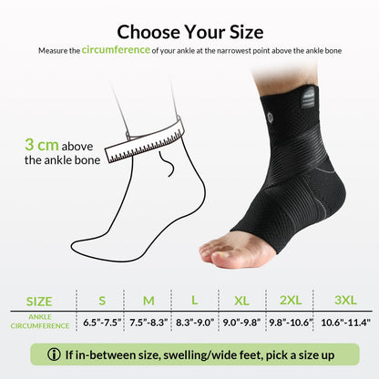 ZOELION Ankle Brace Compression Support with Removable Fishnet Strap, 3D Knit Plantar Fasciitis Relief Achilles Tendonitis Brace, Ankle Compression Sleeve for Pain Relief & Injury Healing, Black/XXL