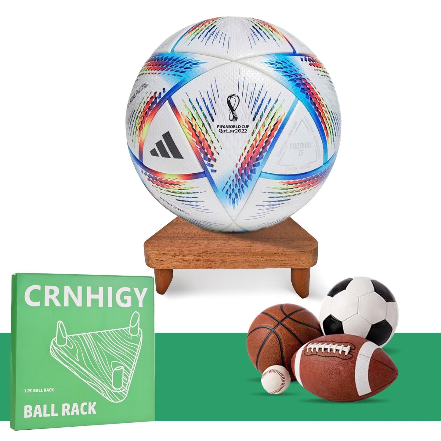 CRNHIGY Ball Racks, Soccer Racks, Basketball , Volleyball Souvenir Display , made of walnut wood