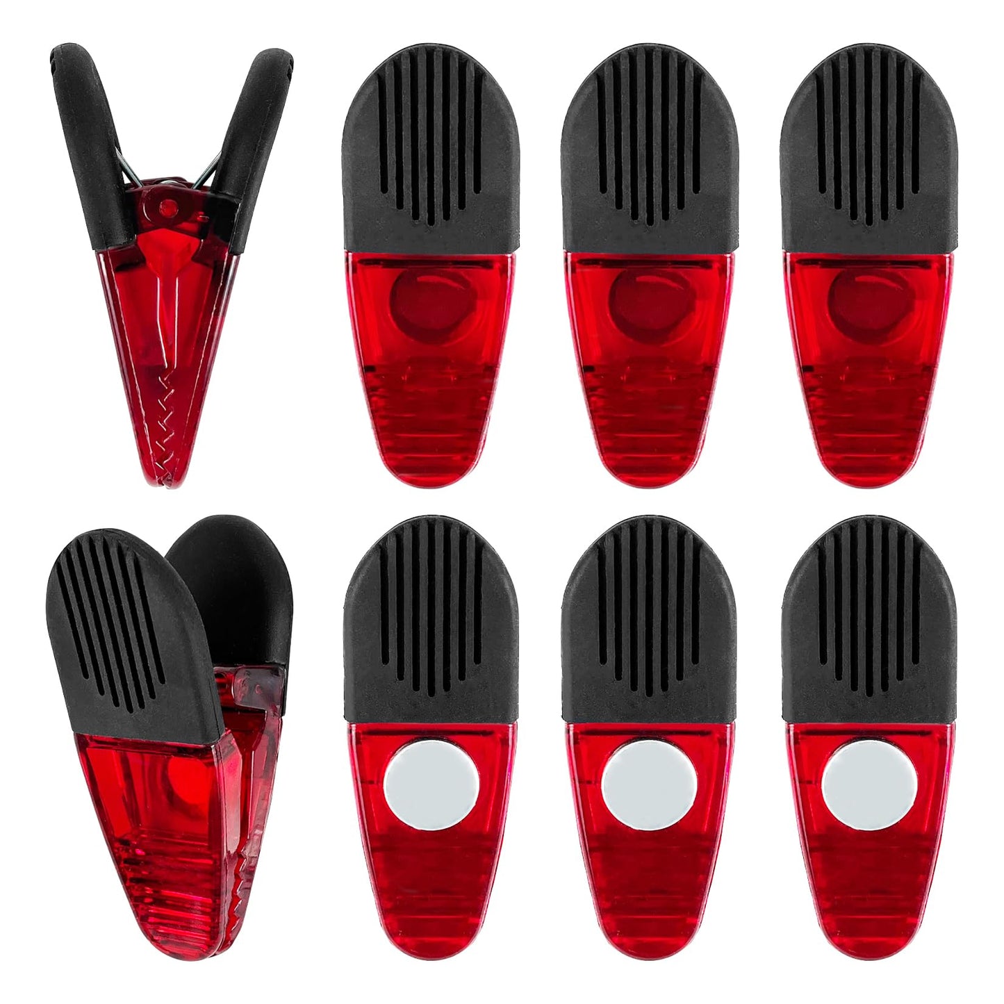YIYITOOLS Magnetic Chip Clips 8 Pack - Heavy Duty Refrigerator Magnet Clip for Food Bags, Chip Bag Clips with Strong Grip, Non-Slip Rubber Teeth, Durable Plastic&Powerful Spring, Fridge Magnet Clip