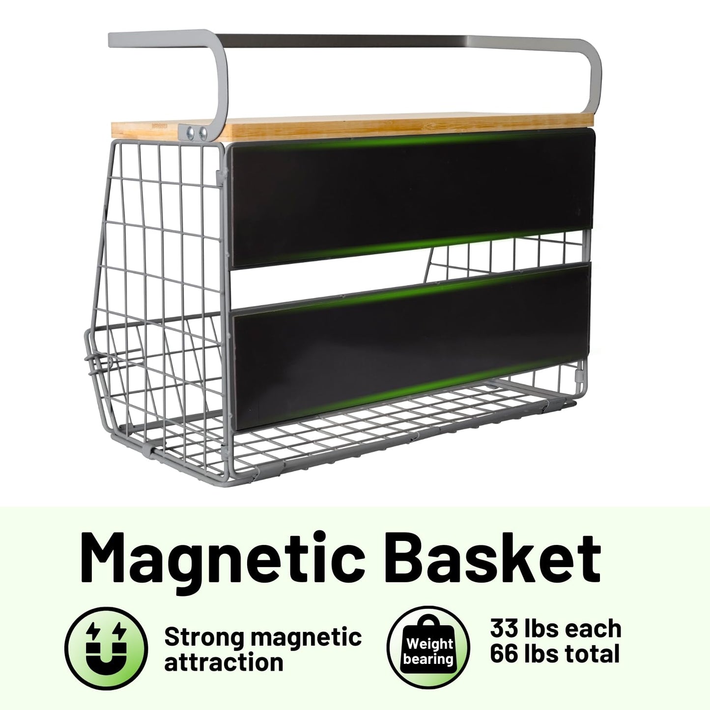 Ofiray-home Magnetic Shelf for Fridge with Wood Lid, Fruit Potato and Onion Storage Bins, Pantry Organizers & Storage, Large Container Magnetic Spice Rack for Refrigerator, Kitchen Counter, Cabinet