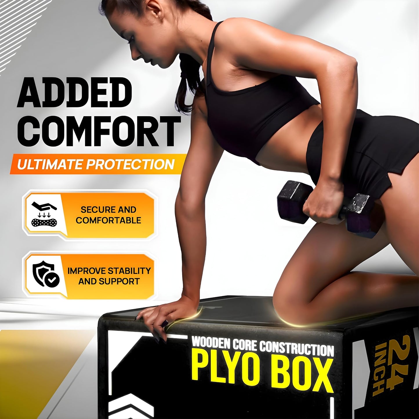 Yes4All 3-in-1 Soft-Padded Plyo Box With Wooden Core, Non-Slip Multi-Use Cushioned Plyometric Jump Box with Vinyl Cover for Jumping, Conditioning, Strength Training - 16x14x12 Inches