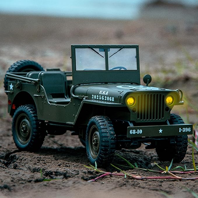 Remote Control Car 2.4Ghz 4WD Off Road RC Jeep Rock Crawler Vehicle with Linked Lights 1:10 Scales All Terrain Remote Control Trucks RTR Hobby RC Car for Teen Adults