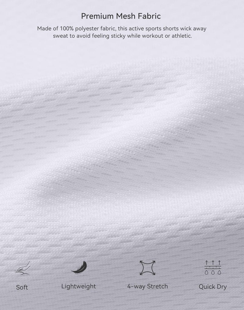 G Gradual Men's Athletic Shorts with Pockets 9" / 11" Long Basketball Shorts Lightweight Quick Dry Gym Workout Shorts for Men(White,XL)