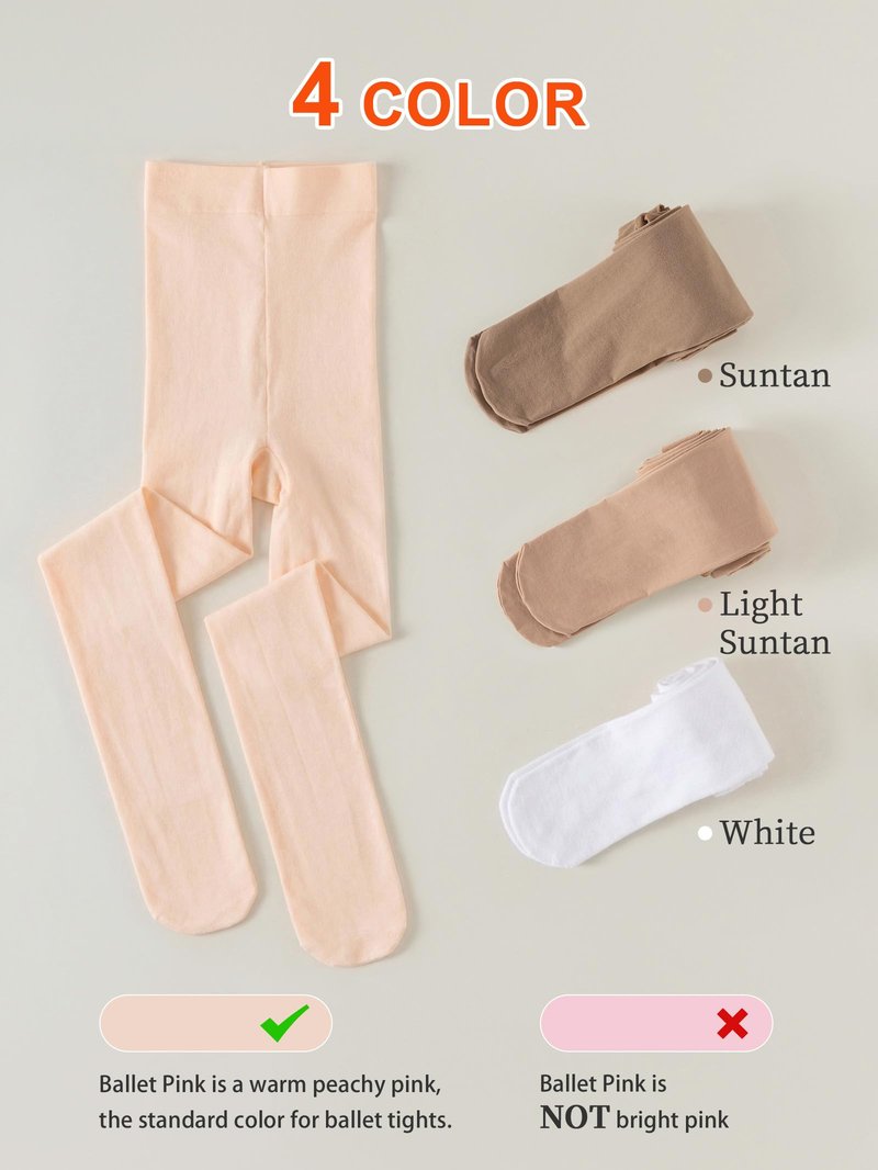 DIPUG Ballet Pink Girls Ballet Tights Ultra Soft Footed Dance Tight for Toddlers and Kids Stockings Size 2t 3t 4t, 1 Pack