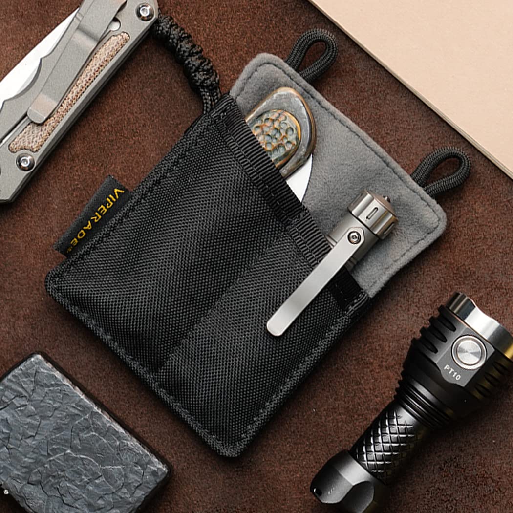 VIPERADE Slim EDC Pouch, Mini Pocket Organizer for Men, EDC Belt Organizer for Knife/Flashlight/Pen/Pry Bar/Mini Tools/Pocket Notebook (Small-Black)