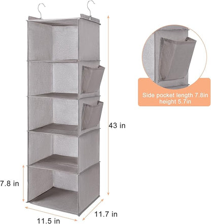 BOOMIBOO Hanging Closet Organize and Shelves，5-Hanging Shelf