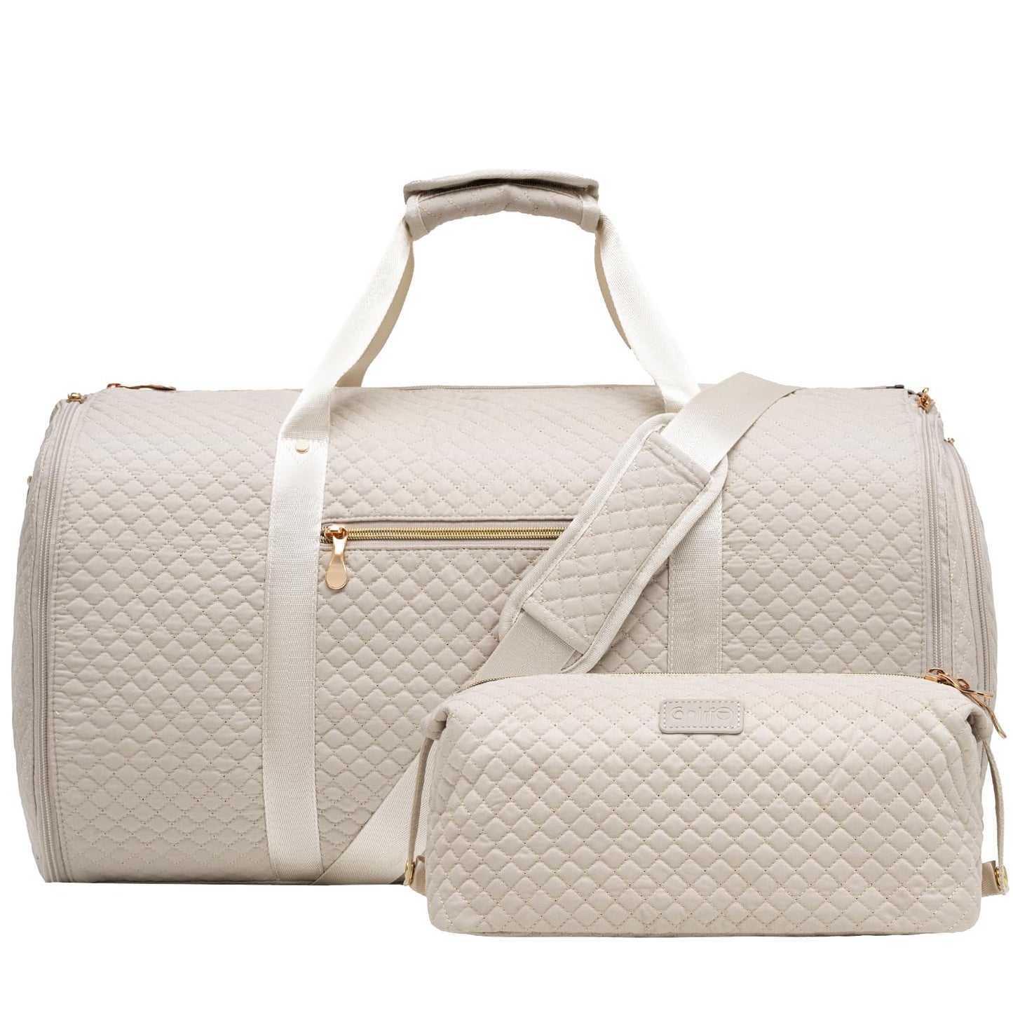 Coolife Garment Bag Carry On Convertible Travel Duffel Bag with Shoe Pouch Weekender Bag for Women Men 2 in 1 Hanging Suit Bag with Shoulder Strap Business Travel Bag (White, Standard)