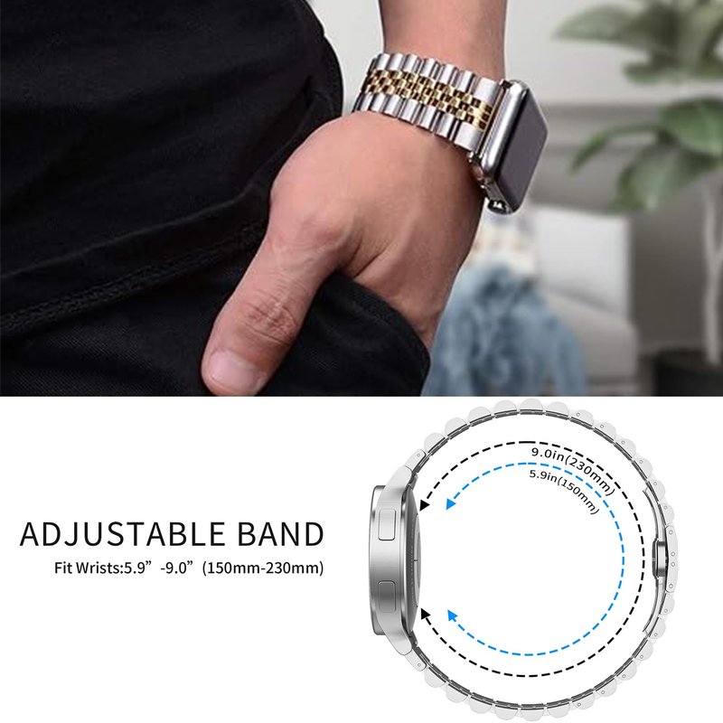 Compatible with Garmin Fenix 8 51mm Bands, 20mm, 22mm, 26mm QuickFit Solid Stainless Steel Metal Band with Butterfly Folding Clasp Link Bracelet Compatible with Enduro, Fenix, Tactix, Descent, Instinct, epix, Approach, Forerunner Series Watch (Silver-Gold
