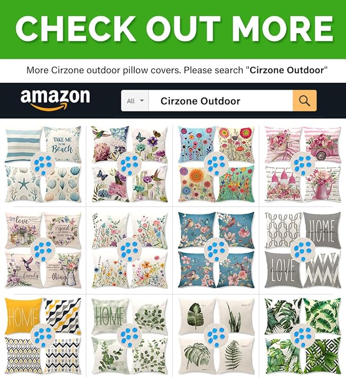 Cirzone Waterproof Outdoor Pillow Covers 18x18 Inch Set of 4 Summer Throw Pillow Covers Coastal Beach Outdoor Decor for Patio Furniture Garden Sofa